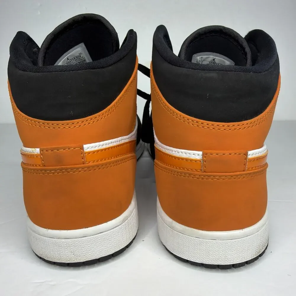 Nike Men’s size 11 Air Jordan 1 Mid Shattered Backboard Black Orange White Shoes